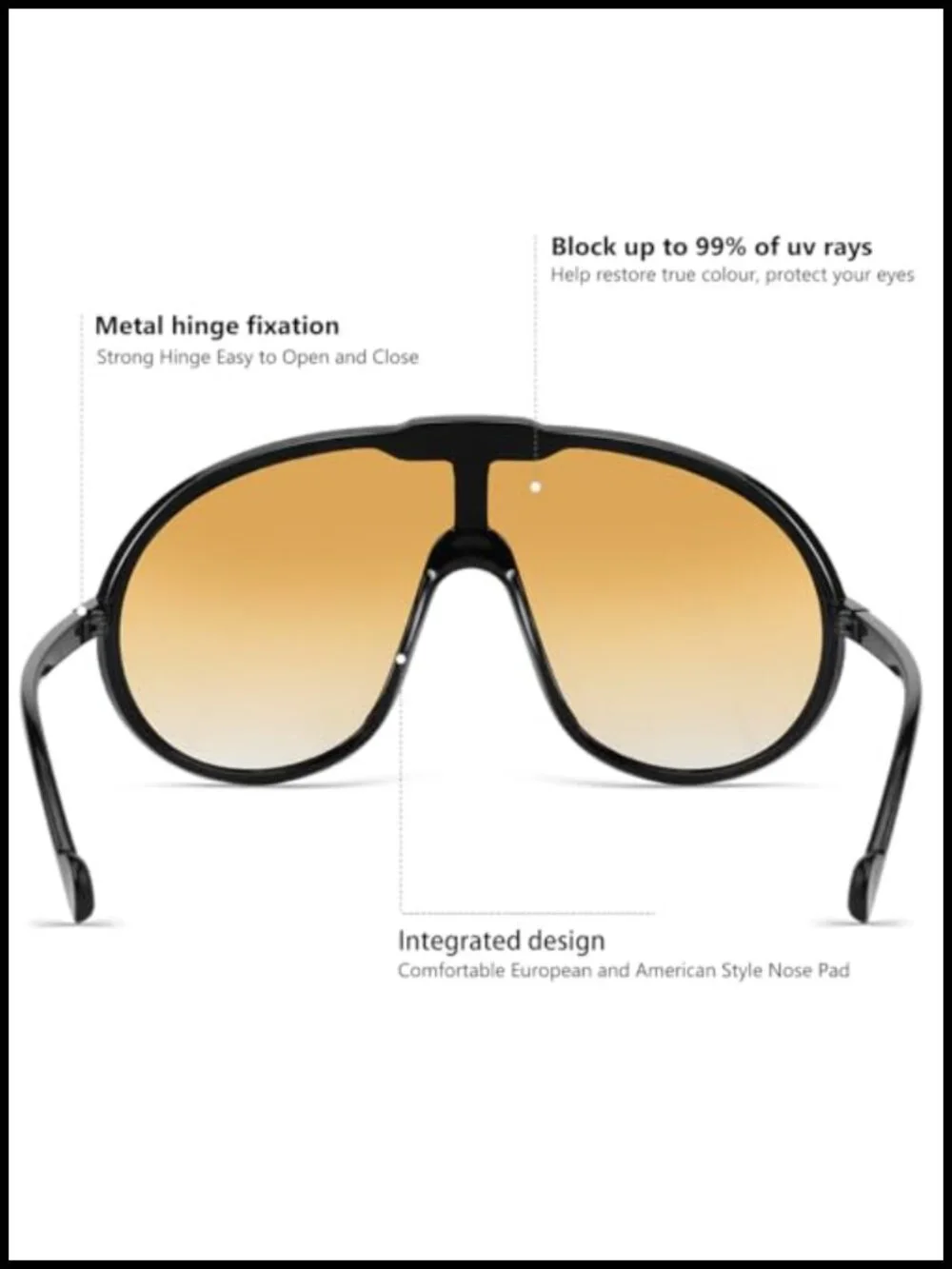 Oversized Shield Aviator Sunglasses UV400 Protection